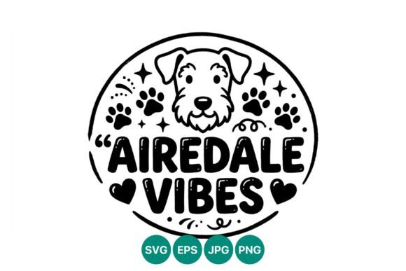 Airedale Vibes Dog Face Vector