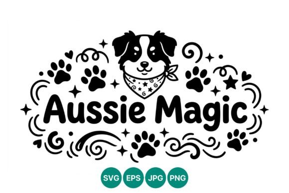 Aussie Magic Dog Face Vector Art