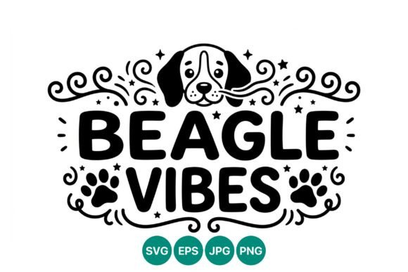 Beagle Vibes Dog Text Vector Art