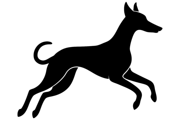 Black Dog Silhouette Running