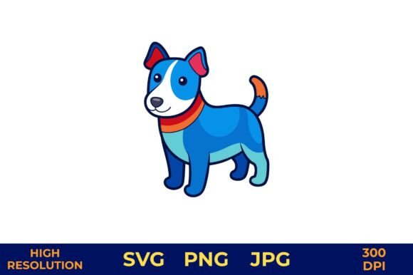 Blue Dog with Red Bandana Vector