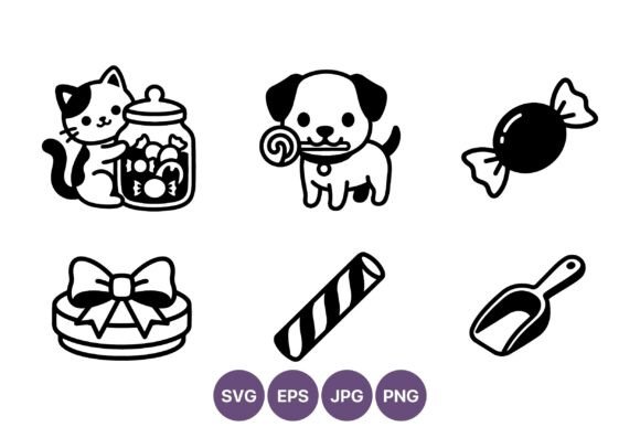 Cat and Dog Candy Jar Line Art