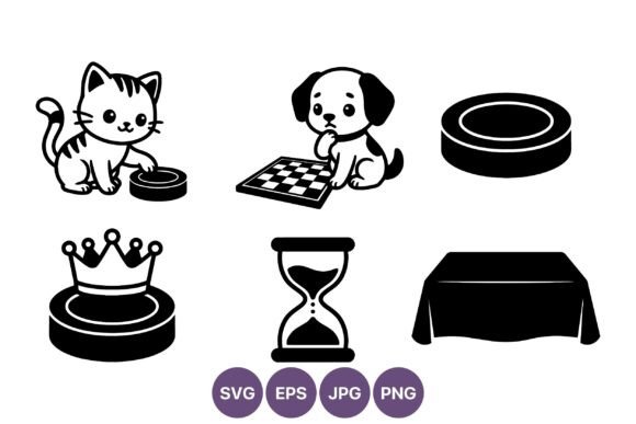 Cat Dog Game Pieces Vector