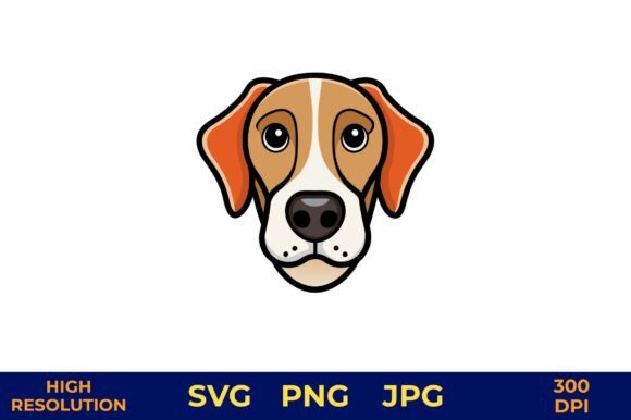 Cute Beagle Dog Head Vector Illustration