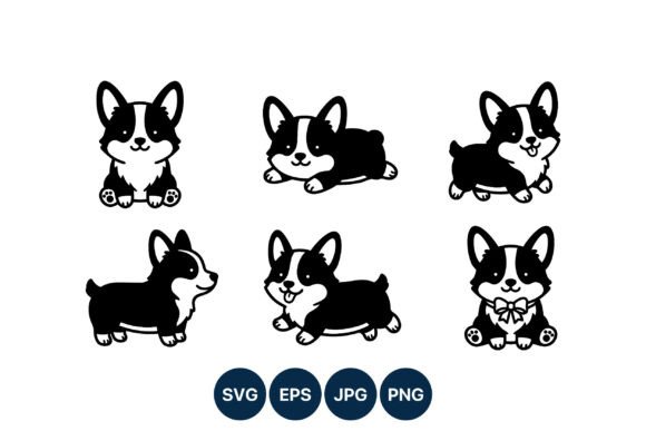Cute Corgi Dog Vector Set