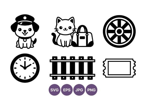 Cute Dog Cat Handbag Clock Train Wheel