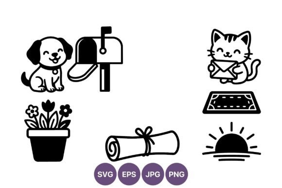 Cute Dog Cat Mailbox Vector Art