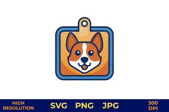 Cute Dog Vector Clipart on ID Tag