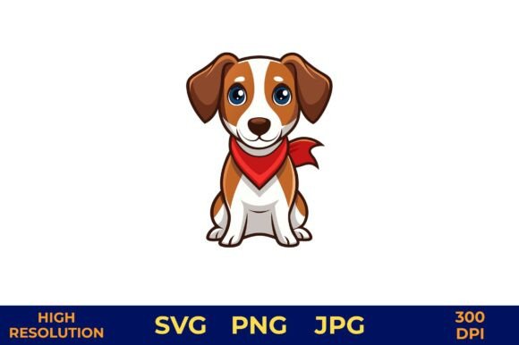 Cute Dog with Bandana Vector Art