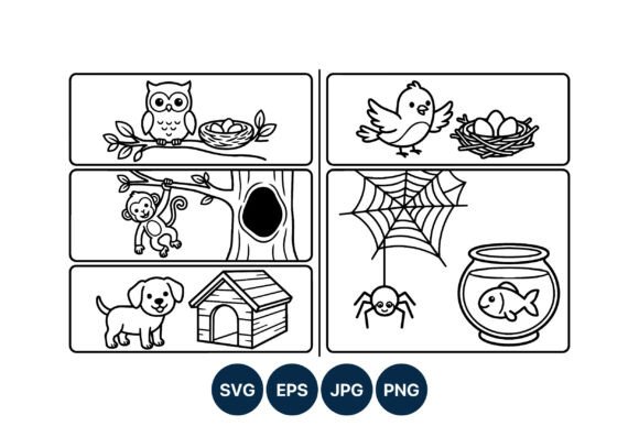 Cute Owl Monkey Dog Spider Fish Vector
