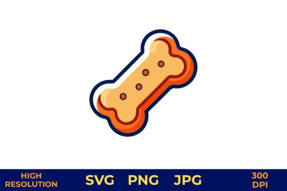 Dog Bone Vector Clipart with Bold Edges