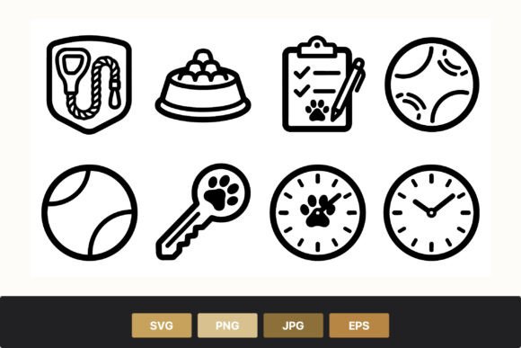 Dog Training Line Art Icons