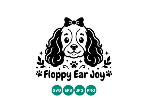 Floppy Ear Dog Face Bow Vector