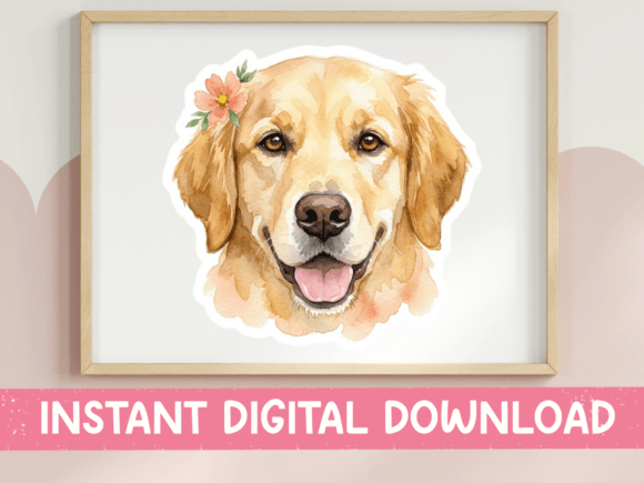 Golden Retriever Watercolor Portrait SVG