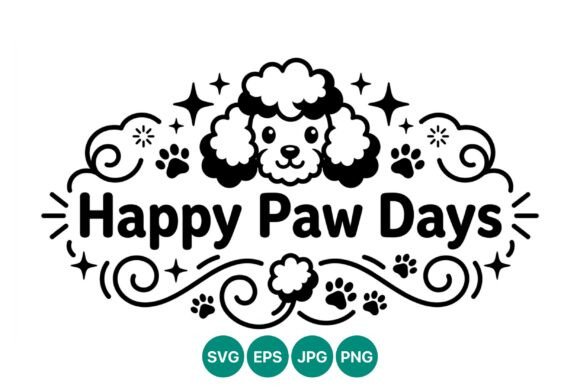 Happy Paw Days Dog Head Vector