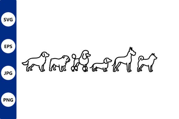 Line Art Dog Lineup Vector