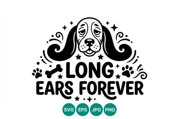 Long Ears Dog Line Art