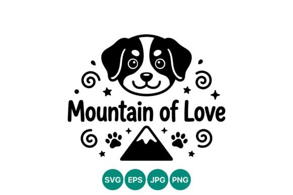 Mountain of Love Dog Face Vector