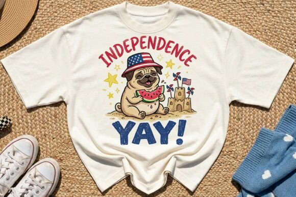 Patriotic Summer Pug Dog PNG
