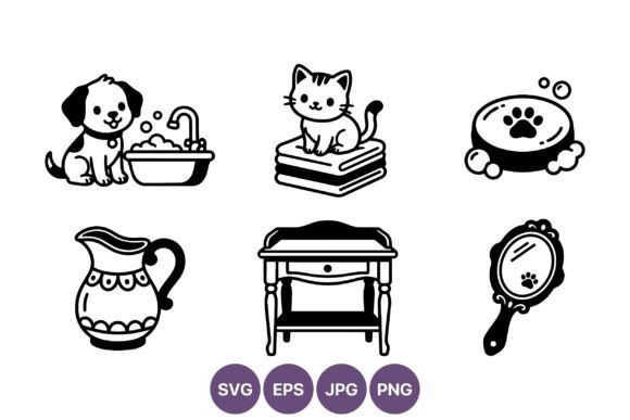 Pet Bath Line Art Dog Cat Soap Towels