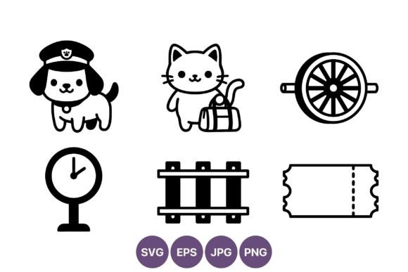 Police Dog and Cat with Bag Wagon Wheel