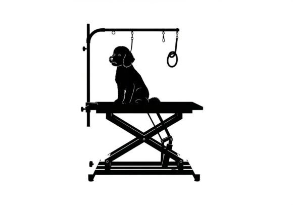 Silhouette Dog on Grooming Table Noose