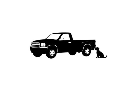 Silhouette of a Pickup Truck with a Dog