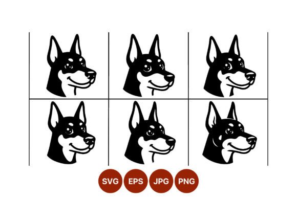 Smiling Dog Head Vector Art Set