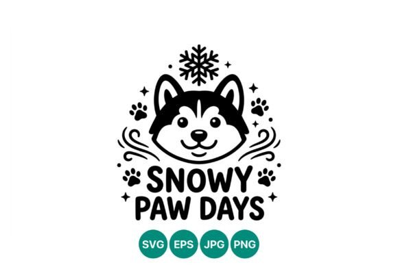 Snowy Paw Days Husky Dog Vector