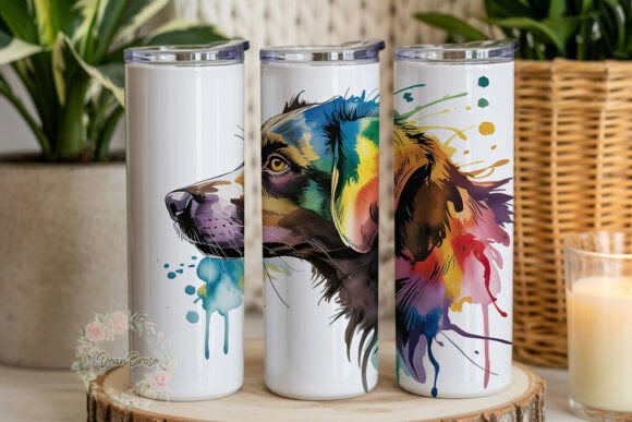 Vibrant Watercolor Dog Head 20oz Tumbler