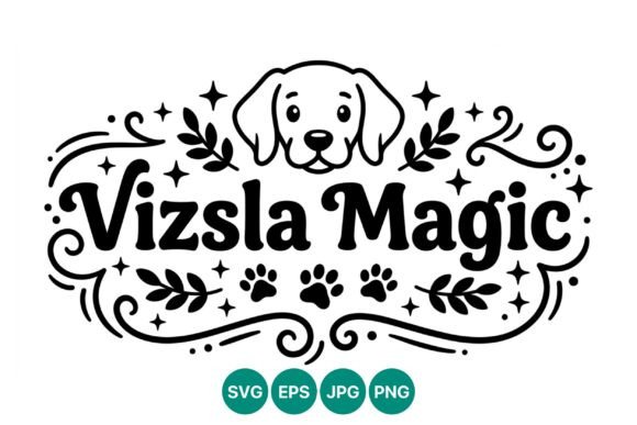 Vizsla Magic Dog Face Vector Art