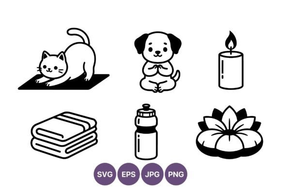 Yoga Cat and Dog with Candle and Lotus