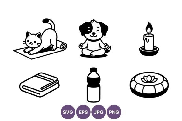 Yoga Cat Dog Candle Wellness Vector